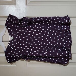 LOFT Plum Ruffle Sleeve Blouse